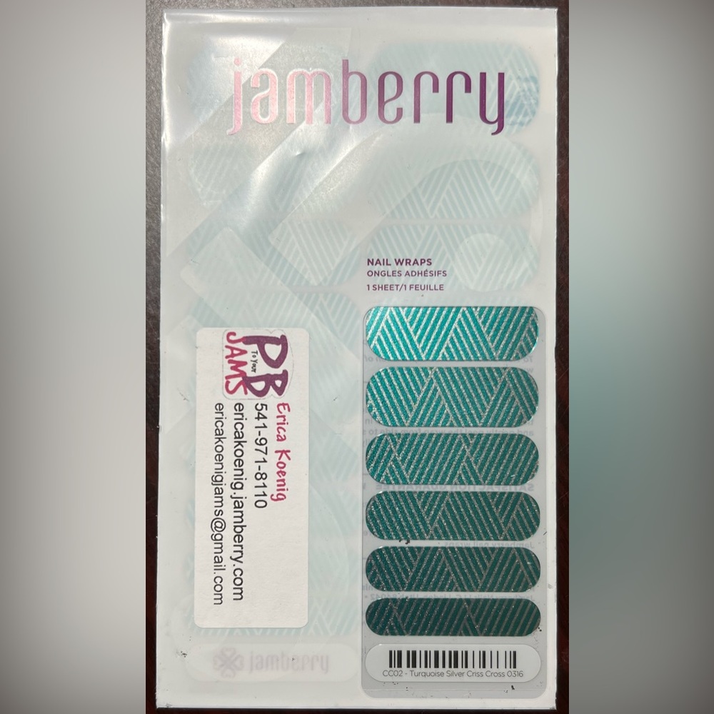 Jamberry Nail Wraps - Turquoise Silver Criss Cross